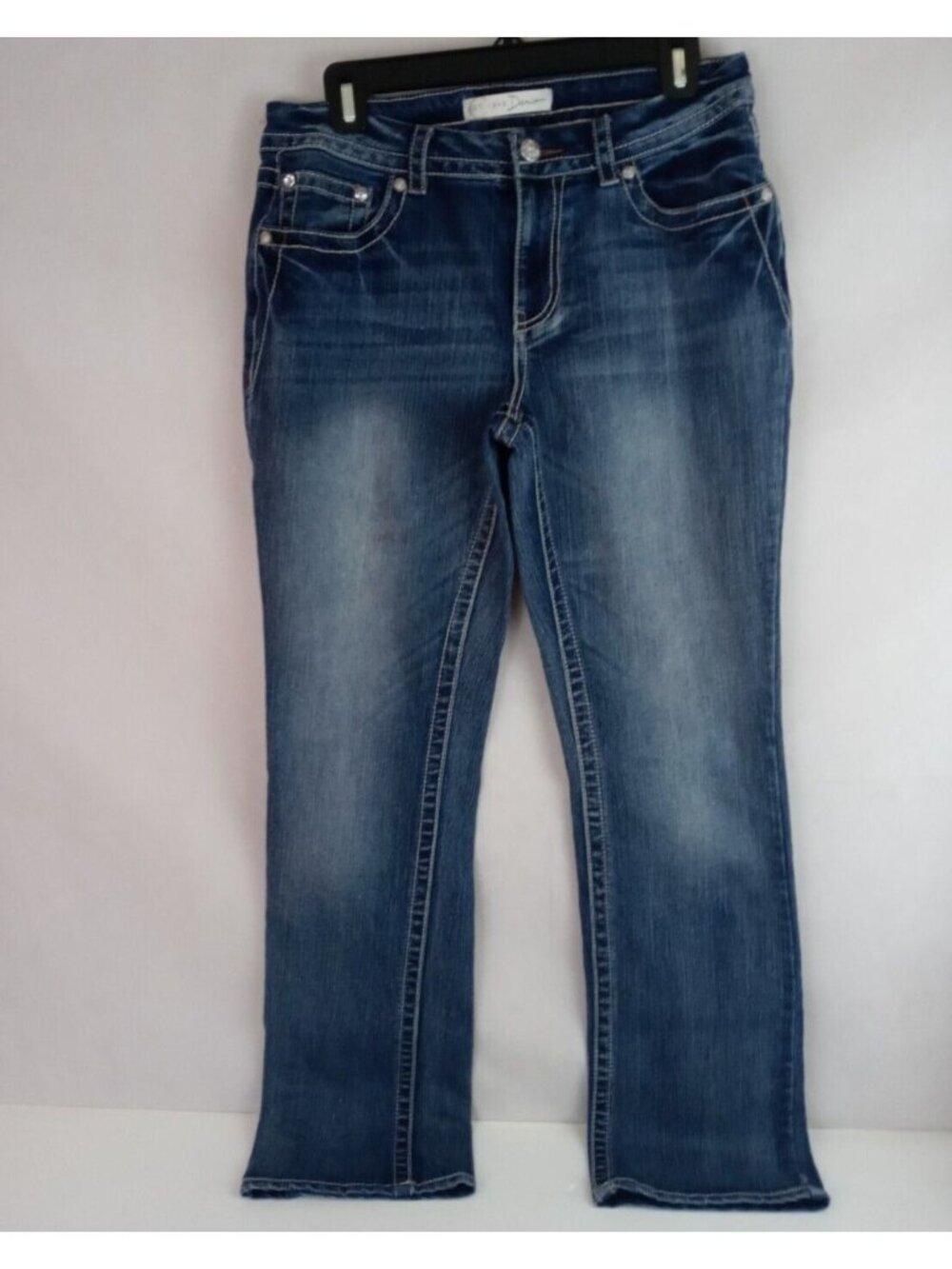 Est. 1946 Denim Cotemporary Distressed Embroidered Jeweled Bootcut Jeans Size 10